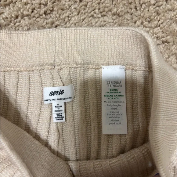 Aerie Beige Ribbed Knit Pants - Picture 3 of 3